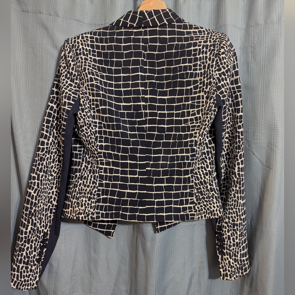 Navy White Croc Pattern Blazer Jacket - image 3